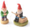 SET OF 2 FAIRY GARDEN MINIATURE GNOMES ONE IS FISHING AND THE OTHER DIGGING