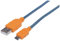 Manhattan Micro-USB Daten Kabel mit Stoffummantelung, blau/orange