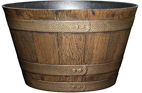 Classic Home and Garden Whiskey Barrel Planter, 20.5, Distressed Oak