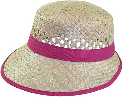 Harrys-Collection Einfacher ovaler Damenhut aus Stroh, Größe:56, Farben:pink