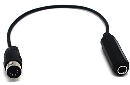 LOKEKE DIN 5 Pin Male To 6.35mm(1/4 IN) TRS Female Audio Cable For Mixer,MIDI keyboard,MIDI guitar,Electric Piano And More(0.3M)