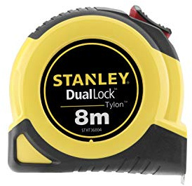 Stanley STHT36804-0 Bandmass DualLock Tylon, Genauigkeitsklasse II, zweiteilige Bandbremse, schlagfestes plus bruchsicheres Gehäuse, Gelb/Schwarz, 8 m Länge, 25 mm Breite