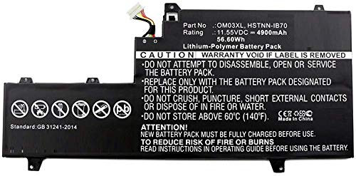 CoreParts Laptop Battery for HP 57Wh Li-Pol 11.55V 4900mAh, MICROBATTERY (57Wh Li-Pol 11.55V 4900mAh Black, 1GY29PA, 1GY30PA, 1GY31PA, EliteBook x360 1030 G2 EliteBook x360 1030 G2)