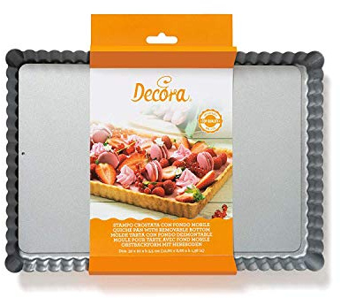 Dream' s Party Teglia Stampo CROSTATA Rettangolare con Fondo Mobile - 32 x 22 x h3,5cm - per Torte e Dolci in Acciaio Antiaderente - tegame in Acciaio Antiaderente