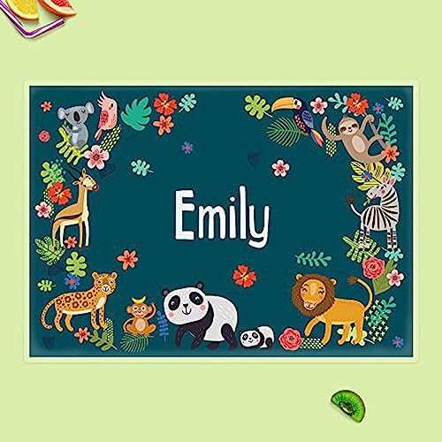 Dotty about Paper Personalised Kids Placemat - Cute Safari Animals