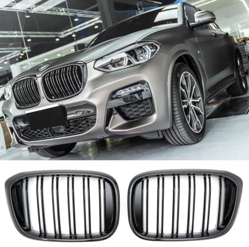 GCP PASST FÜR X3 X4 G01 G02 SPORT KÜHLERGRILL DOPPELSTEG GRILL GLANZ SCHWARZ