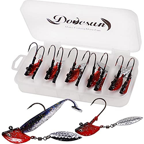 Dovesun Jig Spinner Set Underspin Angelzubehör Set Spinnerbait mit Weidenklinge Blinker Angeln Rot 10g(3/8oz) 10Stück