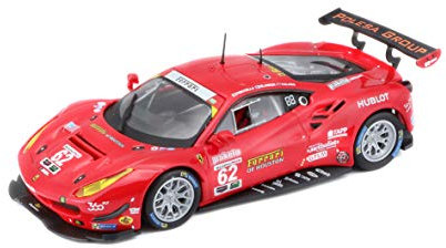 Bburago Ferrari 488 GTE '17: Modellauto im Maßstab 1:43, Ferrari Racing Serie, Geschenkbox, 12 cm, rot #62 (18-36301)