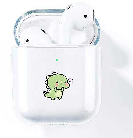 AKABEILA Airpods Case Cover, Compatible for Apple Airpods 2 1 Case Silicone Clear With Design for Air Pods 2nd 1st Generation Front LED Visible Wireless Charging Women Transparent Cute