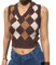 Hyipels Y2K Damen-Pullover, ärmelloses Muster, adretter Stil, gestrickt, bauchfreies Tanktop für Mädchen, C Kaffee, Mittel