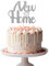 NEW HOME Cake Topper Glitter Cardstock Housewarming Decoration Centerpiece Toppers (SILVER)