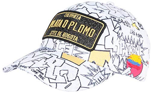 SKR Cap, Plata o Plomo Weiß und Schwarz, Streetwear Colombia Baseball – Unisex Gr. Einheitsgröße, weiß