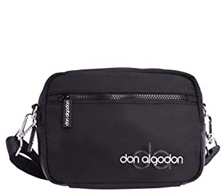 DON ALGODON Bolso Bandolera para Mujer, Negro, 22 x 8 x 16 cm