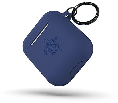 turtleandcase Silikonhülle Kompatibel mit AirPods Hülle | Stoßfeste Schutzhülle | mit Karabiner | Unterstützt kabelloses Laden für AirPods (AirPods 1 & 2, Blau)