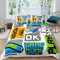 AYMAING Bettwäsche Set Gamepad Thema für Jungen Kinder Mädchen Teenager, Gamer Bettbezug Set 135x200 cm, Videospiel, Weiß Grün Gaming Action Buttons Dekor Bettwäsche