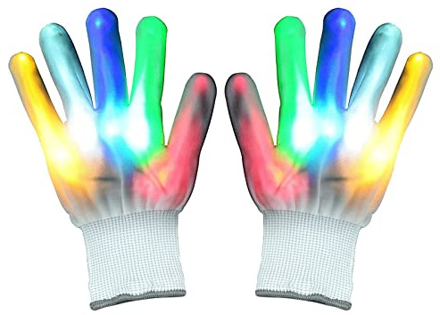 Lychee LED Leucht Handschuhe für Erwachsene,6 Blinkmodie,Skeleton Leuchtende Handschuhe Party/Tanzen/Weihnacht/Halloween/Clubs