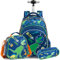 HTgroce Niños Mochila con Carrito Escolares,bolsa enrollable para el tiempo libre para la escuela primaria para la guardería para niñas juego de de viaje con bolsa de almuerzo con Dinosaurios.
