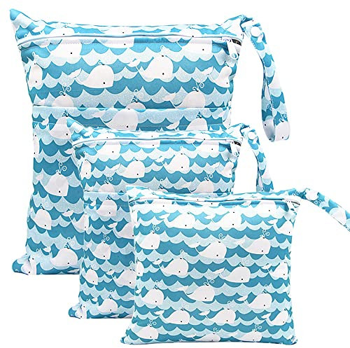 WANYIG Sac à Couches Langer Lavables Bébé Etanche Réutilisable Hangable Fourre Organisateur avec poche zippée et poignée à bouton-pression(Couleur 5)