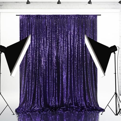 Eternal Beauty Violetter Pailletten-Hintergrund, 2,4 x 3 m, glitzernde Hintergrundvorhänge für schimmernde Fotografie, Party, Hochzeit, Geburtstag, Hintergrunddekoration