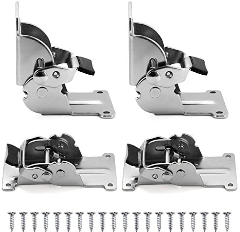 Moendergo 4PCS Supports pliants pour pieds de table, supports pliants à 180° avec vis, charnière pliable, support d'étagère pliable à extension autobloquante pour banc de travail (180° argent)