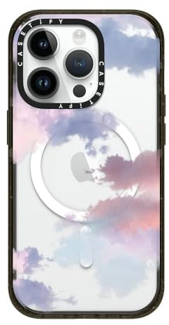 CASETiFY Impact iPhone 14 Pro Case [4X Military Grade Drop Tested / 8.2ft Drop Protection/Compatible with Magsafe] - Clouds - Glossy Black