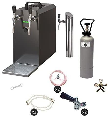 ich-zapfe Kit Completo: dispensador de Cerveza Stream 50, Enfriador de Flujo de 2 vías en seco, hasta 55 litros/h - EDICIÓN Negra, KEG:KeyKeg, KEG 2:Adaptador de 5 litros