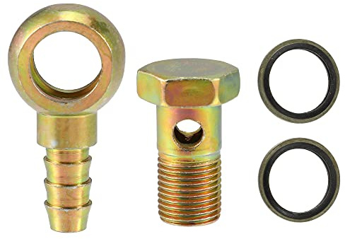 A ABSOPRO Raccord Banjo Barbillon M16x1.5 1 Jeu pour Freinage Cuivre Fer | Couleur Bronze Tone, Diamètre Int. 16mm, Ext. 12mm, Inclus 1 Boulon Banjo, 1 Vis, 2 Rondelles, Usage Air, Carburant, Moteur