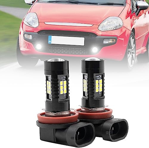 NSLUMO COPPIA LAMPADE FENDINEBBIA H8 LED CANBUS per Fiat Punto EVO 2009-2023 NO ERROR 2x Xenon Bianco H8 H11 LED Lampadina Fendinebbia Luce di guida