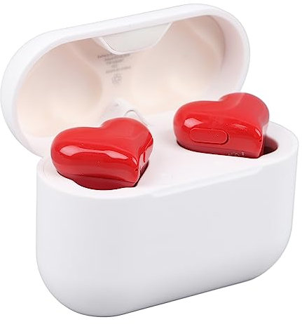 Heart Shaped Wireless Headphones, Cute Wireless Earbuds, Wireless Bluetooth Headphones with Charging Case, for Workouts Sport Outdoor Travel