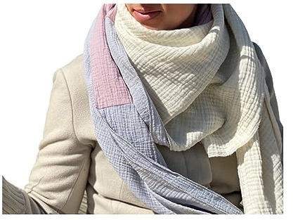 Musselintuch 3 farbig alrosa/creme/grau, 100% Baumwolle, für Damen/Herren/Kinder/Babys, in 2 Größen erhältlich