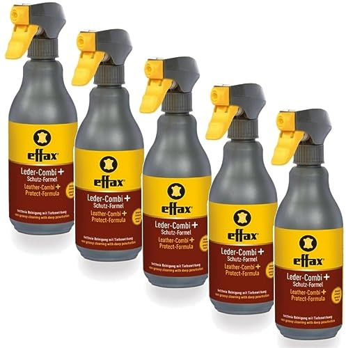 RL24 Effax - Leder-Combi + Schutz-Formel – 5 x 500 ml Spray (5er Set) | Reinigende Lederpflege – nimmt Schmutz, Dreck & Fett auf – Lederreiniger mit milden Tensiden – Pflege ohne zu fetten