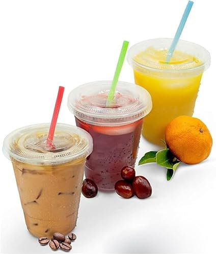 Smoothie Becher,100 Stk. Smoothiesbecher Dessertbecher + Domdeckel 450ml Ø95mm, PET, glasklar/PET Becher sind glasklare und bruchfeste Becher für Getränke, Desserts, Smoothies etc