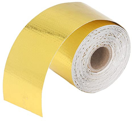 KOSDFOGE Wärmedämmband, Selbstklebende Aluminiumfolie für Schläuche und Autos, Wärmedämmfolie, Wärmereflektierend, Gold, 2 Zoll X 32,8 Fuß