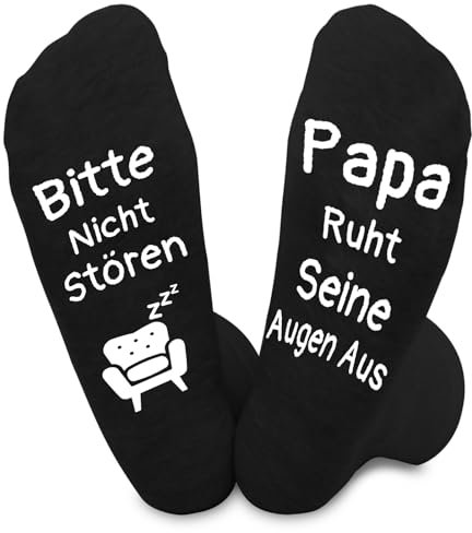 Lustige Socken Geschenke für Väter Papa Opa Mit Spruch Bitte Nicht Stören Papa Ruht Seine Augen Aus, Statement Socken Lustig Geschenke für Männer Herren Vatertag Geburtstag Weihnachts Valentinstag