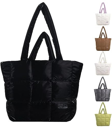 GSenhui Puffer Bag Damen,Einfarbig Puffer Tote Bag,Gesteppte Tasche Groß Stepptasche Umhängetasche Leicht Hobo Bag Handtasche Damen Groß Shopper Tragetasche Frauen