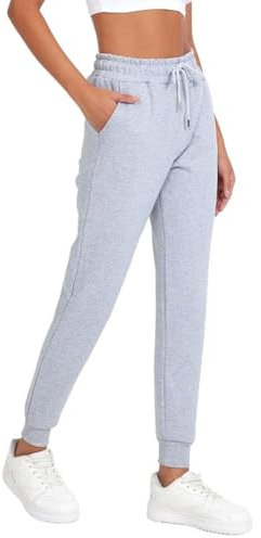 COMEOR Jogginghose Damen - Baumwolle Sporthose Lang Warme Trainingshosen, Frauen Freizeithosen, Sweatpants mit Regular Passform für Fitness, Yoga, Freizeit (Grau XL)