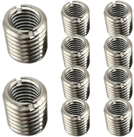 10 Stück Gewindeeinsätze, Edelstahl Reduziermutter, Hardware Reparaturwerkzeug, Innengewinde M10 X 1,5mm Außengewinde M12x1,75mm, Gewindemuttern Umbausatz(Silber)