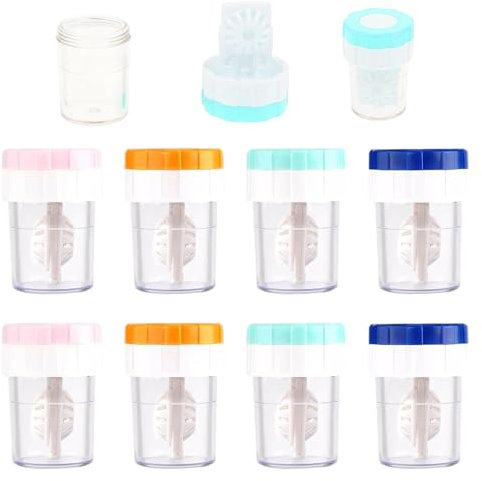 Vueinrg 8 Stück Kontaktlinsenbehälter Weiche Linsen Manueller Reinigungsbehälter Kontaktlinsenreiniger Tragbar Kontaktlinsen Behälter Linsenbehälter Contact Lenses Case für Tägliche Reisen (4 Farben)
