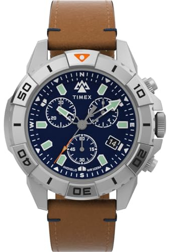 Timex Herren Chronograph Quarz Armbanduhr mit einem Lederband Ridge Chrono