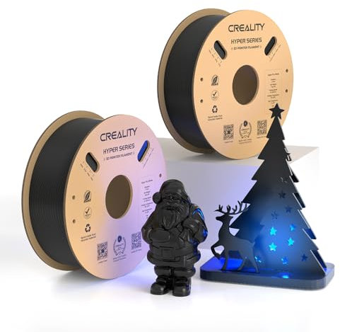 Creality offizielles 3D Drucker Filament, Hyper PLA High Speed Filament, 1.75mm 3D Druck Filament für Hochgeschwindigkeitsdruck, Maßgenauigkeit +/-0.02mm, 2kg (1kg/Spule*2) - Schwarz + Schwarz