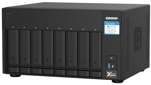 QNAP TS-832PX - Estación turbo NAS (AnnapurnaLabs Alpine AL-324 ARM® Cortex-A57 4 núcleos 1,7 GHz, 4 GB DDR4 RAM, 2 puertos RJ-45 de 2,5 GbE, 64 TB con 8 discos duros Seagate IronWolf NAS)