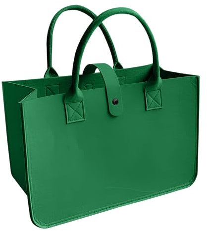 AUSYIWI Filz-Einkaufstasche, Faltbare Shopper-Tasche, 35 x 25 x 15 cm, in Drei Farben Erhältlich (Grüner)