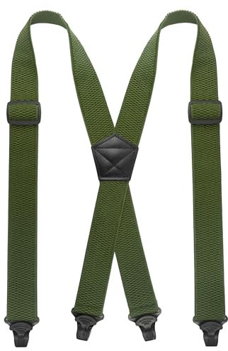 JEMYGINS Herren Outdoor Hosenträger X-Typ längenverstellbar mit robusten Kunststoffschnallen dunkelgrün