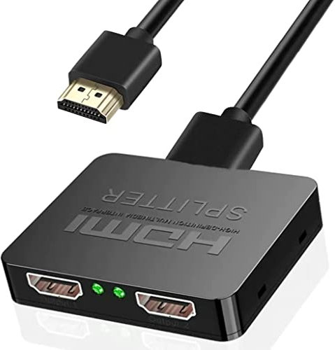 1 to 2 HDMI Splitter for Dual Monitor, 4K 3D Full HD, HDCP2.2 for Xbox, PS4/3, Blu-Ray, DVD, HDTV