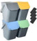 Go Practic 4-er Set Mülleimer und 4-Pack Bioaktivkohlefilter Stapelbox Klick-Deckel Abfalltrennsystem Küche Mülltrennung Abfallsystem Müllkorb mit Deckel Abfallbehälter 4 Farben je 25L