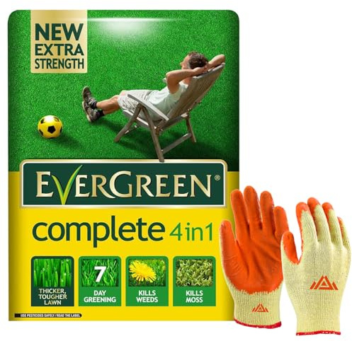 Miracle Grow 4 in 1 Lawn Feed Weed and Moss Killer Complete Lawn Care With Perfectonish Garden Gloves (1)