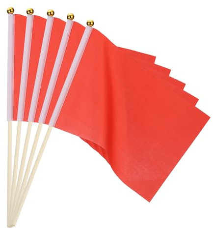 PATIKIL 16Stk Rot Flagge Spiel Einfarbig Rot Fahnen Klein Mini Fahnen Stecken Party Dekoration für Spiel Geburtstag Karneval