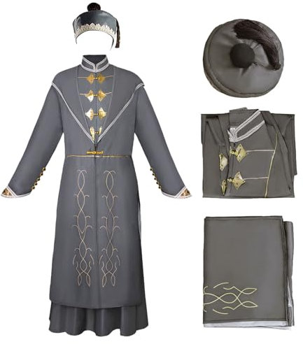 Generisch Zauberer Kostüm für Erwachsene Herren Deluxe Zauberer Magier Robe mit Kapuze Umhang Hut Halloween Cosplay Outfits