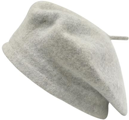 ZLYC Mädchen Klassische Der Französische Künstler Baskenmütze Barett(Grau mit Heidekraut),Einheitsgröße