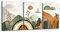 MHARTK66 Boho Leinwand Bilder Set Wohnzimmer, Sonne Abstract Blätter Geometrieblöcke Wandbilder Schlafzimmer, Natur Bilde Aesthetic, Minimalismus Modern Wandeko Wandkunst Badezimmer Flur Büro